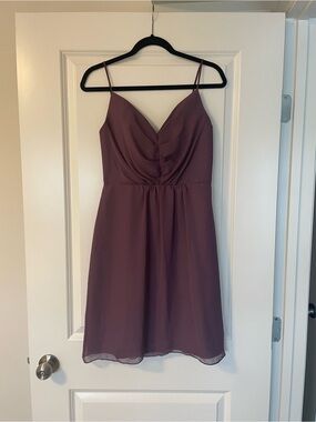 Mauve Spaghetti-Strap V-Neck Mini Dress